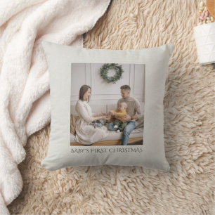 Eerste kerst van de baby familie foto namaak linne kussen