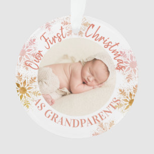 Eerste kerst van grootouders Goud Blush Sneeuwvlok Ornament