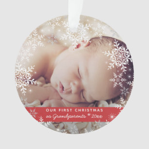 Eerste kerst van grootouders Sneeuwvlokken Baby Fo Ornament