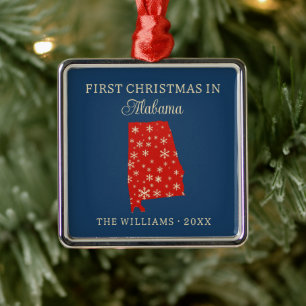 Eerste kerst van het gezin in Alabama, VS staat Metalen Ornament