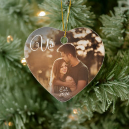 Eerste kerst van koppel Ons gevestigde datum foto Keramisch Ornament
