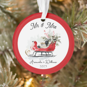 Eerste kerst van mijnheer mevrouw Huisverwarming m Ornament