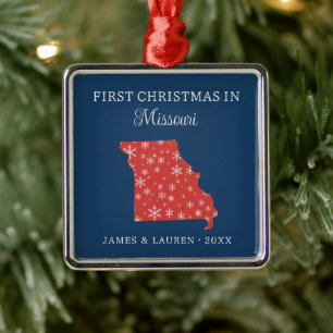 Eerste kerst van stel in Missouri, VS-staat Metalen Ornament