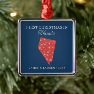 Eerste kerst van stel in Nevada, VS-staat Metalen Ornament