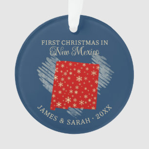 Eerste kerst van stel in New Mexico State Blauw Ornament