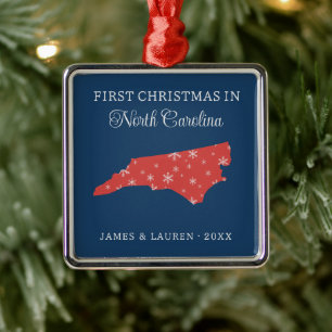 Eerste kerst van stel in North Carolina, staat in  Metalen Ornament