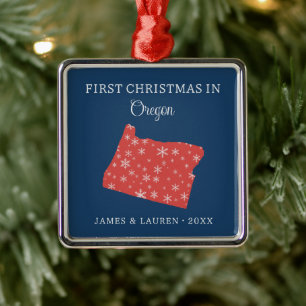 Eerste kerst van stel in Oregon, VS-staat Metalen Ornament