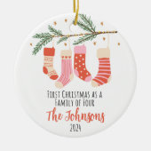 Eerste kerst van vier aangepaste familie keramisch ornament (Voorkant)