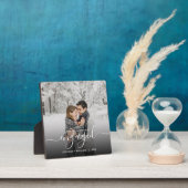 Eerste kerst verloofd aangepaste foto witte script fotoplaat (Insitu)