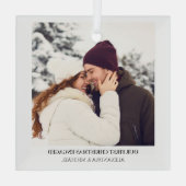 Eerste kerst verloofd | Aangepaste Verloving foto Glas Ornament (Achterkant)