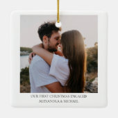 Eerste kerst verloofd | Aangepaste Verloving foto Keramisch Ornament (Achterkant)