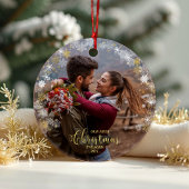 Eerste kerst verloofde krans verguld Verloving Ornament