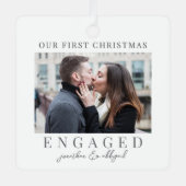 Eerste kerst verloofde script aangepaste foto metalen ornament (Voorkant)