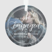 Eerste kerst verloofde script overlay foto ornament (achterkant)