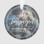 Eerste kerst verloofde script overlay foto ornament (voorkant)