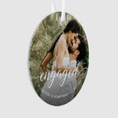 Eerste kerst verloofde witte overlay aangepaste fo ornament (voorkant)