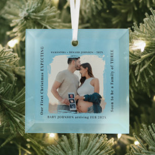 Eerste kerst verwacht zwangerschap aankondiging glas ornament