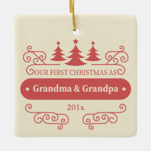 Eerste kerst vierkant kerstboomornament voor groot keramisch ornament