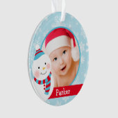 Eerste kerstbaby Boy Snowman Aangepaste Foto Ornament (voorkant)