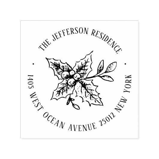 Eerste kerstbericht Aangepaste naam Retour adres Zelfinktende Stempel (Design)