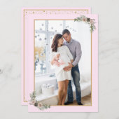 Eerste kerstbevalling Meisje Roze Moderne Floral F Kaart (Voorkant / Achterkant)