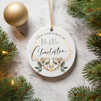 Eerste kerstbevruchte keramische Ornament