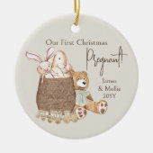 Eerste Kerstbevruchting Aangepaste foto van Teddy  Keramisch Ornament (Voorkant)