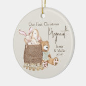 Eerste Kerstbevruchting Aangepaste foto van Teddy  Keramisch Ornament (Links)