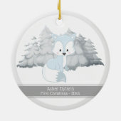 Eerste kerstbevruchting in Arctic Fox Keramisch Ornament (Achterkant)