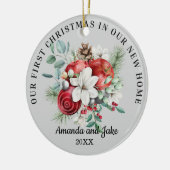 Eerste kerstbloem keramisch ornament (Links)