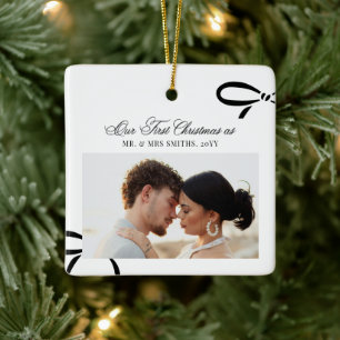Eerste Kerstboog Foto van meneer en mevrouw pasge Keramisch Ornament