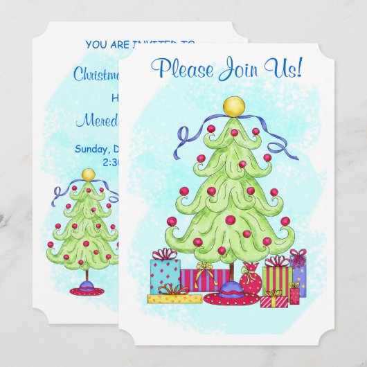Eerste kerstboom Aangepaste uitnodiging (Voorkant / Achterkant)