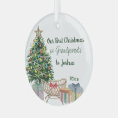 Eerste kerstboom voor grootouders en Wieg Glas Ornament (Voorkant links)