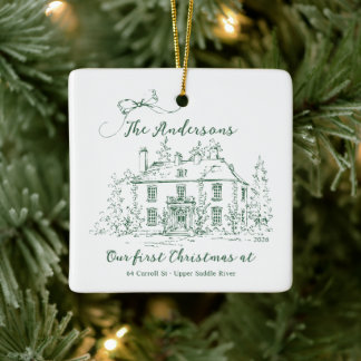 Eerste kerstboomornament voor een nieuw huis keramisch ornament