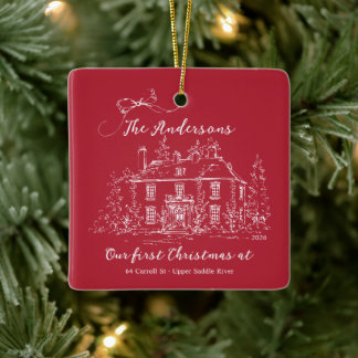 Eerste kerstboomornament voor een nieuw huis keramisch ornament