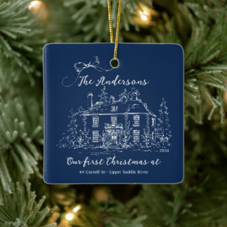 Eerste kerstboomornament voor een nieuw huis keramisch ornament