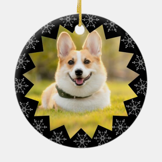 Eerste kerstcadeau Lijst Snowflake Keramisch Ornament (Achterkant)