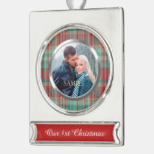 Eerste kerstcadeau verzilverd banner ornament (Links)