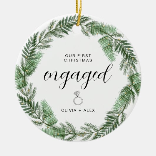 Eerste kerstcadeau voor koppels keramisch ornament (Voorkant)