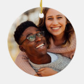 Eerste kerstcadeaufoto met Gold Glitter Script Keramisch Ornament (Achterkant)