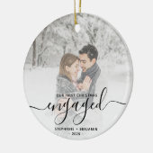 Eerste kerstcadeautje Aangepaste foto Zwart script Keramisch Ornament (Links)