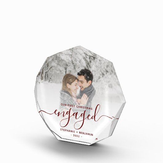 Eerste kerstcadeautje Foto Burgundy Script (Rechts)