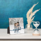 Eerste kerstcadeautje Foto Metallic Blue Script Fotoplaat (Insitu)