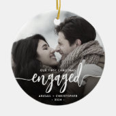 Eerste kerstcadeautje Foto wit script Keramisch Ornament (Voorkant)