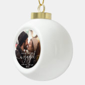 Eerste kerstcadeautje Foto wit script Keramische Bal Ornament (Rechts)