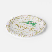 Eerste kerstcadeautje Gold Script Holly Monogram Papieren Bordje (Gekanteld)