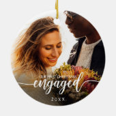 Eerste kerstcadeautje White Script 2 Foto Keramisch Ornament (Achterkant)