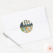 Eerste Kerstdag 3D De herders Ronde Sticker (Envelop)