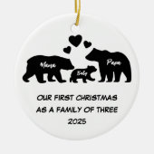 Eerste kerstdag als gezin van drie keramisch ornament (Voorkant)