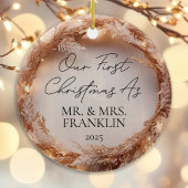 Eerste kerstdag als Mr en Mrs Bauble foto Keramisch Ornament